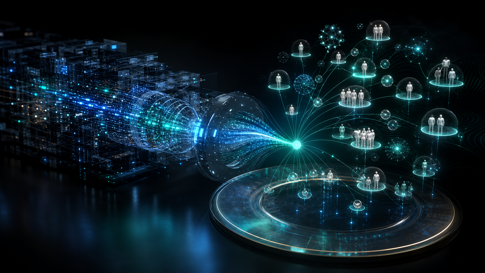 Abstract customer needs and AI strategy interface without text