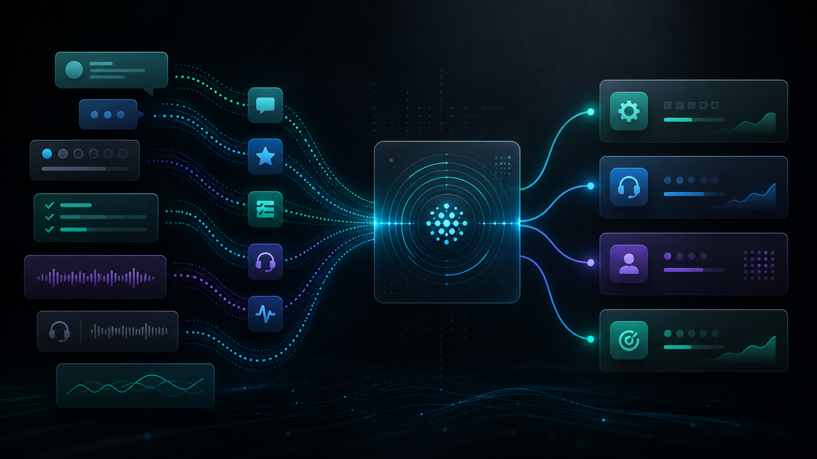 Abstract voice of customer tools system connecting feedback channels to prioritized action without text